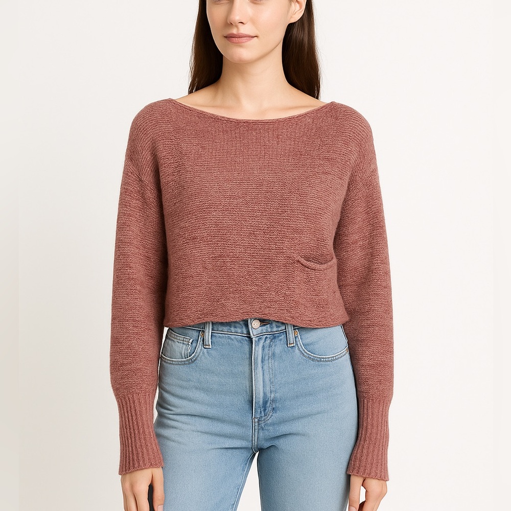 Sarah Pacini  Italy-made women's‎ linen alpaca wool blend sweater with pocket